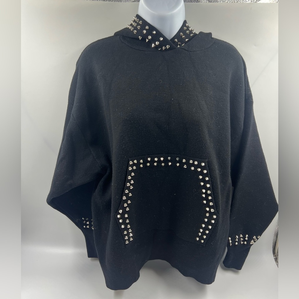 Zara Black Hoody With Silver Spikes Size Sm